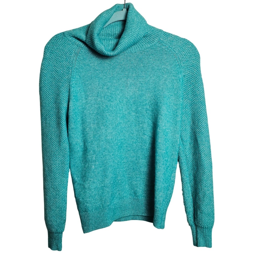 LOFT Teal‎ Blue Ribbed Knit Turtleneck Sweater Size XS